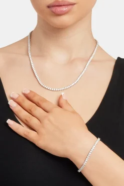 Women JWL-BUND Womens 3mm Tennis Chain & Bracelet - White