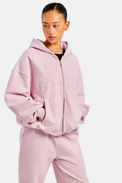 Women CLO-TOP-HS-HOOD Womens Paraiso Embroidered Zip Hoodie - Pink