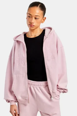 Women CLO-TOP-HS-HOOD Womens Paraiso Embroidered Zip Hoodie - Pink