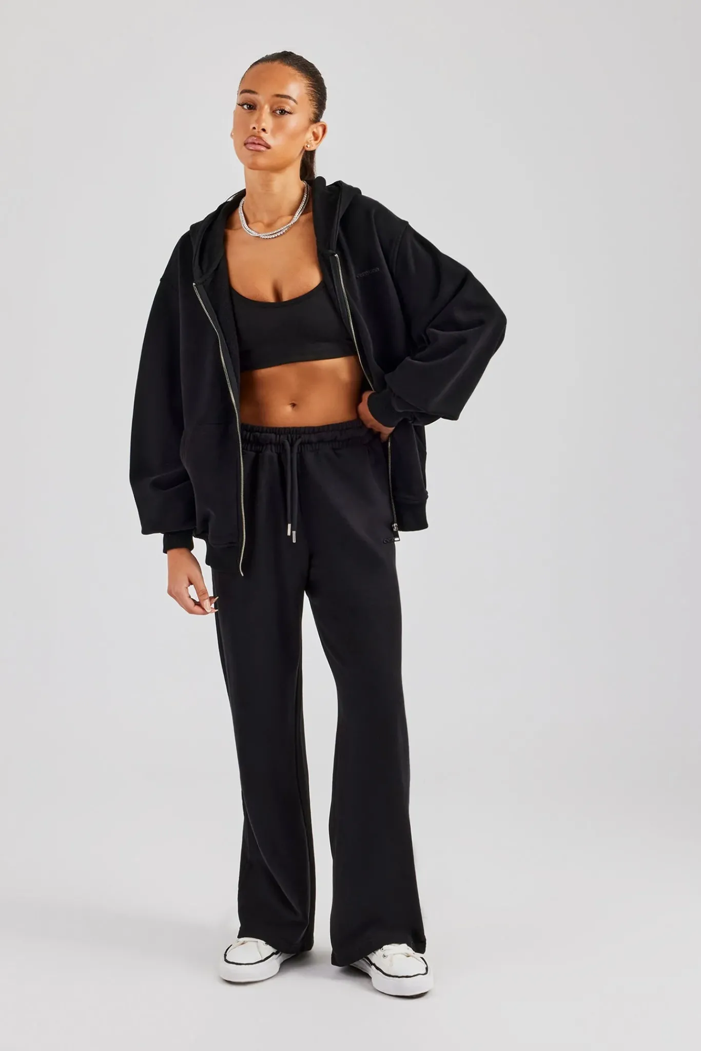 Women CLO-SET Womens Zip Through Hoodie and Jogger Set - Black