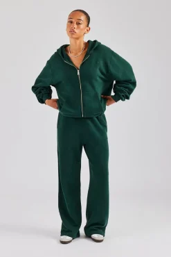 Women CLO-TOP-HS-HOOD Womens Zip Through Hoodie - Dark Green