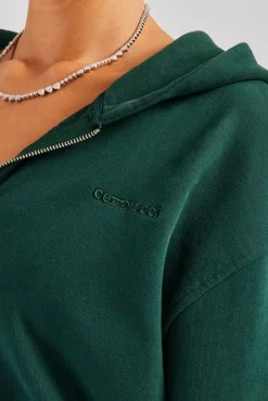 Women CLO-TOP-HS-HOOD Womens Zip Through Hoodie - Dark Green