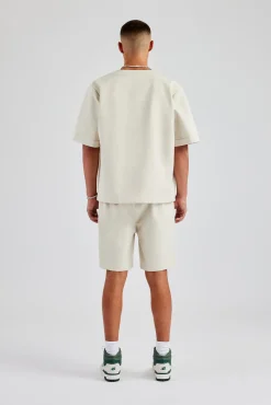 CLO-SET Woven Embroidered Baseball Shirt & Short Set