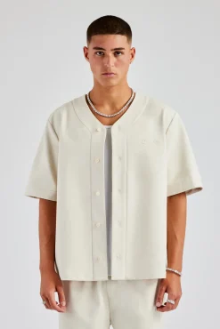 CLO-TOP-SHIR Woven Embroidered Baseball Shirt