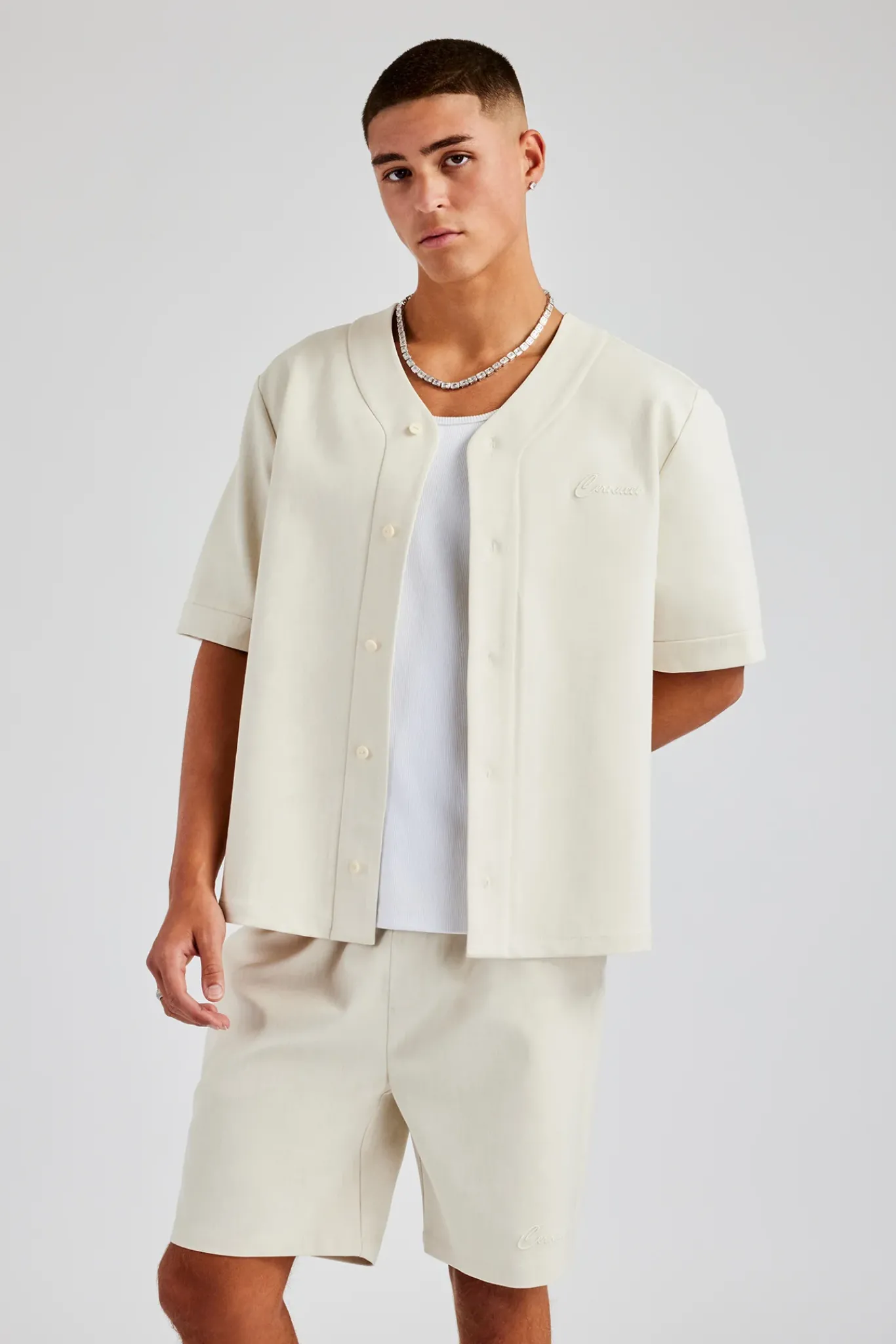 CLO-TOP-SHIR Woven Embroidered Baseball Shirt