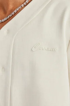 CLO-TOP-SHIR Woven Embroidered Baseball Shirt