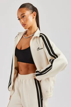 Women CLO-TOP-OUT Zip Through Taping Track Jacket - Off White