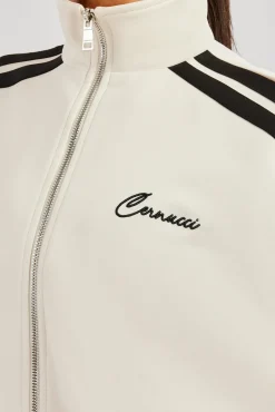 Women CLO-TOP-OUT Zip Through Taping Track Jacket - Off White