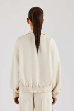 Women CLO-TOP-OUT Zip Through Taping Track Jacket - Off White